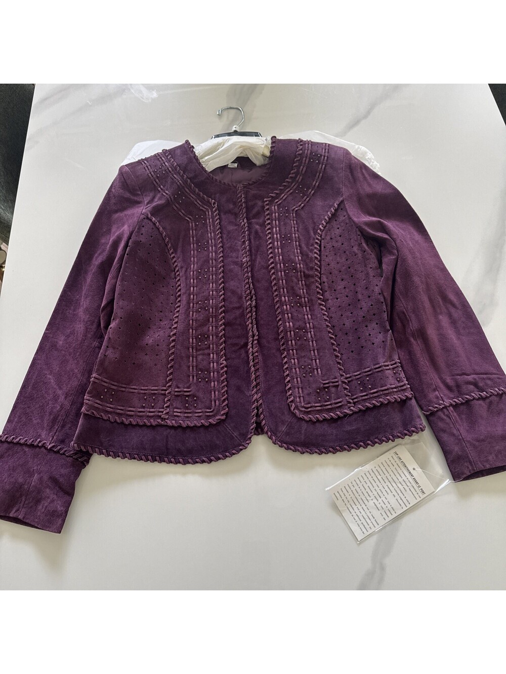 New With Tags - Ladies Guillaume Leather Suede Jacket, Plum, Medium